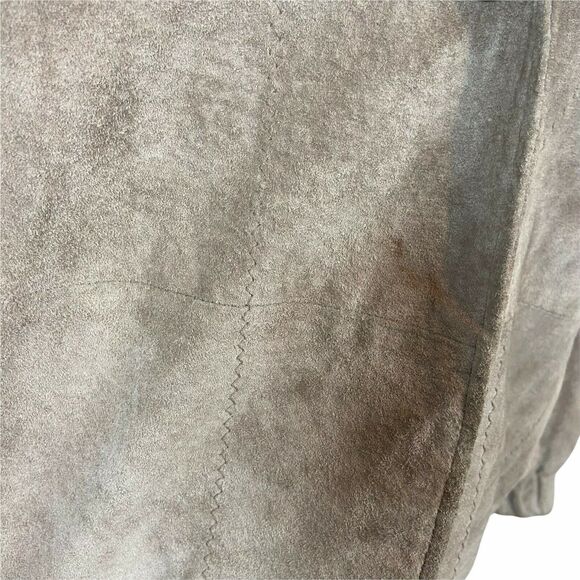 Suede Shirt Jacket Comint Women's Vintage 80s Tan Genuine Leather size M Retro - Picture 8 of 12